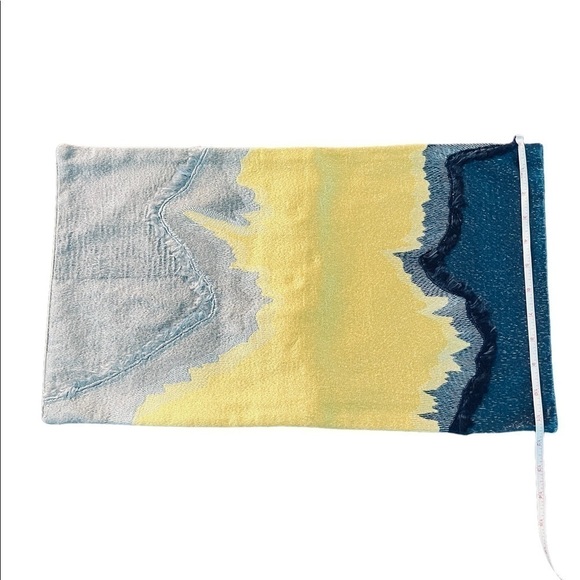 WEST ELM GORGEOUS YELLOW, GRAY AND BLUE GRAY PILLOW COVERS NWT - Picture 4 of 12